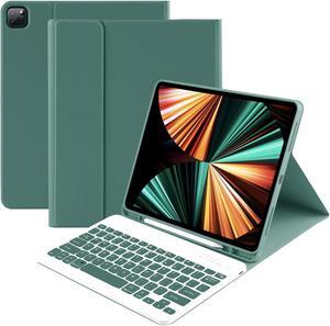 Compatible for iPad Air 13 inch Case Keyboard for iPad Pro 12.9 Case with Keyboard for iPad Pro 6th/5th/4th/3rd/Air (M2), with iPad Keyboard Wireless Detachable Keyboard & Pencil Holder Dark Green