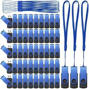 Aoriher 50 Pack USB 2.0 Flash Drives Bulk, Portable USB Thumb Drives with Lanyards, Swivel Flash Drives Thumb Drives for Office School Data Storage (2GB)