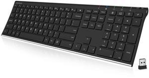 Arteck 2.4G Wireless Keyboard Stainless Steel Ultra Slim Full Size Keyboard with Numeric Keypad for Computer/Desktop/PC/Laptop/Surface/Smart TV and Windows 10/8/ 7 Built in Rechargeable Battery