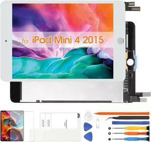 Screen Replacement for iPad Mini 4 Mini4 2015 A1538 A1550 7.9" LCD Display Touch Digitizer Full Assembly with Repair Tools (White)
