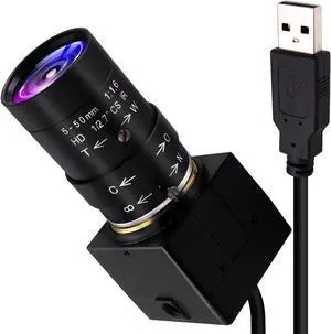 ALPCAM USB Camera 2MP Low Illumination Webcam 5-50mm Optical Zoom Lens Variable Focus USB Camera Compatible with Mac/Windows/Raspberry pi