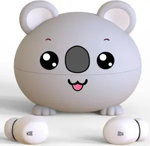 Kids Earbuds, Adorable Koala Bluetooth Headphones for Girls Boys, 85dB Volume Limited, Built-in Mic, 30H Playtime, Safe Material, Lightweight, Touch Control, Earbuds for School,with 3* Earcips(S,M,L)