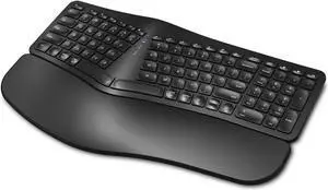 EDJO Ergonomic Wireless Keyboard Rechargeable, Bluetooth/2.4G Wireless Keyboard with Cushioned Wrist Rest, Multi-Device, Split Design, for Windows/Mac/Android/iOS