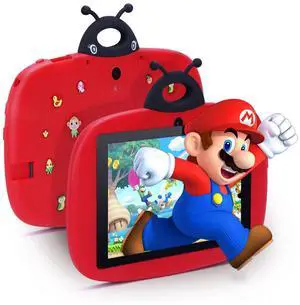 C idea 7 Inch Tablets for Kids,Android 12 Kids Tablet Age 2-5,32GB ROM+512GB Storage Expandable,Iwawa Pre-Installed Small Smart Kids Tablets for Girls Boys Children Educational(Ladybug)