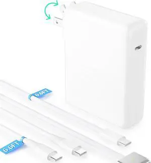 140W USB C Charger Power Adapter for MacBook Pro/Air 13 14 15 16 Inch 2024 2023 2022 2021 M3 M2 M1 & All USB C Device, with 6.6ft USB C to Mag3 E-Marker Fast Charging Cable+100W Type C Cable