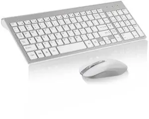 cimetech EasyTyping KF10 Wireless Keyboard and Mouse Combo, [Silent Scissor Switch Keys][Labor-Saving Keys] Ultra Slim Wireless Computer Keyboard and Mouse, Easy Setup for PC/Laptop/Windows - Silver