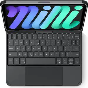 edaiser Swivel Keyboard Case for Apple iPad mini 7th Gen 2024 (A17 Pro)/ iPad mini 6th Generation (8.3-inch) 2021, Wireless Rotatable Cover with RGB Backlight, Multi-Touch Trackpad, Black