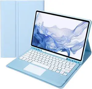 AnMengXinLing Keyboard Case for iPad Air 13 Inch M3 2025/M2 2024/12.9 inch (3rd/4th/5th/6th Gen) with Touchpad and Pencil Holder, Trackpad Detachable Keyboard Cover (Sky Blue)