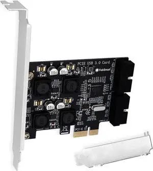 FebSmart 2X 19Pin USB 3.0 Header Ports PCIE USB 3.0 5Gbps Expansion Card for Windows and Linux Desktop PCs, Built in FebSmart Self-Powered Technology, No Need Additional Power Supply (FS-H2-Pro)
