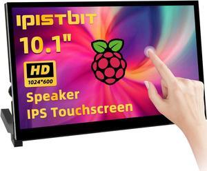 iPistBit Raspberry Pi Screen, 10.1 Inch Touchscreen Monitor, IPS 1024x600, Dual Built-in Speakers, HDMI Portable Monitor Compatible with Raspberry Pi 5/4/3/Zero,Driver Free