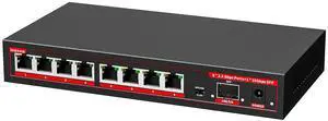 ienRon 8 Port 2.5G Ethernet Switch with 1*10G SFP+ Slot, 9 Ports 2.5Gb Network Swithes and 1-10Gb Multi Speed, 60Gbps Switching Capacity, One Key VLAN| Plug & Play |Fanless |Metal |Wall Mount