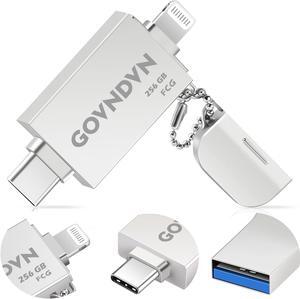GOVNDVN MFi Certified 256GB iPhone Photo-Stick-USB-C iPhone-Flash Drive Photo-Storage-Thumb-Drive iPhone Backup Stick iPhone Memory Storage for iPhone 15/14/13/12/11 iPad Mac PC Android