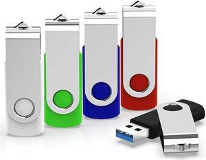 USB 3.0 Flash Drive, 64 GB Flash Drive 3.0 64GB Thumb Drive KEXIN 5 Pack USB Jump Drive Memory Stick Zip Drive, 5 Colors (Black, Blue, Green, White, Red)