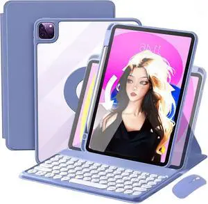 AnMengXinLing Vertical Keyboard Case for 10.2inch iPad9/iPad8/iPad7 with Mouse, Case for iPad 9th/8th/7th Gen/Air3/Pro10.5 Case with Keyboard Mouse Combo, (Magnetic-Lavender)