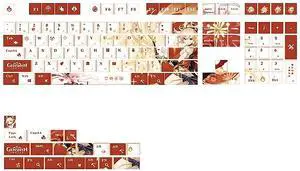 Glacier Genshin Impact Keycaps Full Set for Mechanical Keyboard, Cherry Profile PBT Dye-Sublimation, Compatible with 60%/65%/75%/80%/96%/100% Layout, Free Keycaps Puller Included (Yoimiaya)