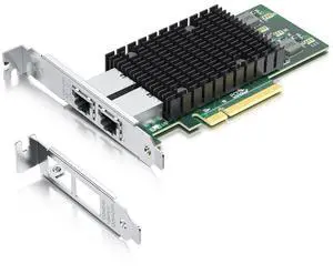 H!Fiber 10Gb PCI-E Network Card NIC, Dual RJ45 Copper Ports, Compare to Intel X540-T2, with Intel X540-BT2 Chip, PCIe X8, 10Gbase-T Ethernet LAN Adapter Support Windows Server/Windows/Linux/VMware ESX