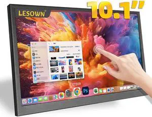 LESOWN 10 inch Monitor Touchscreen Small HDMI Portable Display 1024x600 IPS Computer 10.1 inch Secondary Screen Mini Monitors for Windows Mac Laptop PC