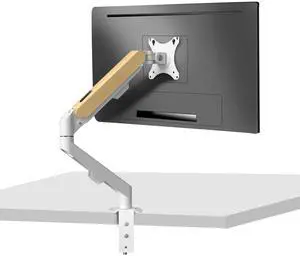 HILLPORT Single White Monitor Desk Arm Mount, Adjustable Gas Spring Support 17-34 Inch, 4.4-19.8lbs Screen, Computer Stand Holder with Clamp/Grommet Mounting Base VESA Bracket M5W-M