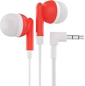 Maeline Bulk Earbuds with 3.5 mm Headphone Plug - 100 Pack - Red
