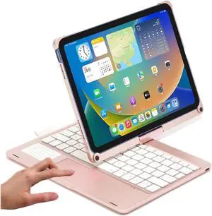 PboyiqiS Rotatable Keyboard Case for iPad Air 11 Inch (M3/M2)/ Air5/Air4/Pro11 2022/2021/2020, Backlits Bluetooth Touchpad Keyboard Smart Cover with Pencil Holder, Rose Gold