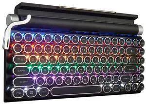 GUAZI STORE 83-key mechanical keyboard dot retro typewriter mechanical keyboard wireless bluetooth mechanical keyboard, keyboard gaming mechanical, anti-ghosting blue switch mechanical keyboard(Black)