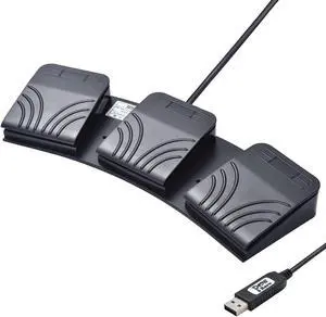 Powboro USB Foot Switch Triple 3 Pedal Control Custom Program PC Computer Keyboard Map Multimedia Key Photoelectric Optical Switch Transcription HID for PC Video Game,Push to Talk