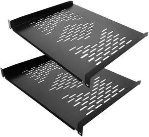 RIVECO 2 PCS 1U Server Rack Shelf 19 Rack-Mount Trays 16 Inches Vented Cantilevers for Server & Network Equipment Mounting, (40 CM) Depth, Black