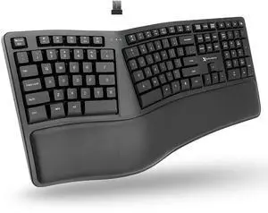 X9 Wireless Ergonomic Keyboard - Split Keyboard with Cushioned Wrist Rest - Type Comfortably Longer - 110 Key Curved Ergo for Laptop, Desktop Computer PC, Surface, Chromebook, Notebook