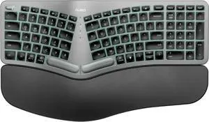 Nulea RT05 Wireless Ergonomic Keyboard, Split Keyboard with Wrist Rest, USB-C Charging, 7-Color Backlight, Natural Typing, Bluetooth and USB Connectivity, Compatible with Windows,Mac