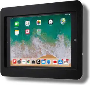 TABcare Anti-Theft Acrylic VESA Enclosure for Apple iPad 5/6 9.7" with Free Wall Mount Kit & 90-Degree Angle Charge Cable (iPad 5/6 9.7", Black)