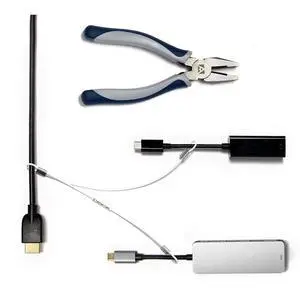 TetherTies Multi-Adapter Cable Tethers Kit - Nylon Coated Stainless Steel Wire Tether Cable - Easy Installation - Secure Remote Control Tethers, Adapters, Dongles & More - Free Crimping Tool