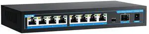 TEROW 9 Port 2.5G Ethernet Switch Unmanaged, 8 x 2.5G Base-T & 1 x 10G SFP, Multi-Speed Network Switch, Compatible with Gigabit & 10Gb, Desktop/Wall Mount, Ideal for AP, NAS, PC