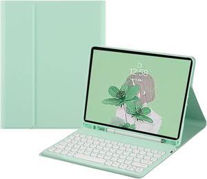 HENGHUI New iPad 2022 10th Generation 10.9" Keyboard Case Cute Round Key Color Keyboard Wireless Detachable BT Keyboard Cover for iPad 10 10.9-inch (MintGreen)