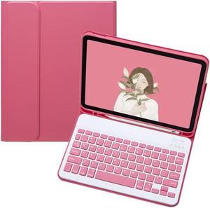 iPad 9th 8th 7th Generation 10.2 inch Keyboard Case iPad Air 3 Pro 10.5 inch Cute Color Keyboard Detachable Bluetooth Keyboard Cover with Pencil Holder (Dark Pink)