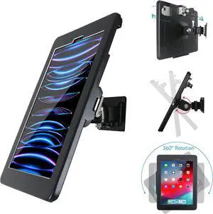 WeSTRUGGLE On Wall Mount Bracket for 11" iPad Pro(2018-2022)& 10.9" Air 4th(2020),5th(2022),Excluding 11" iPad (M4,2024&M2,2024)&10.9" 10th Gen.,with Lock &Key, Multi Angle Design,Metal,(Black)