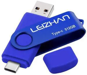 leizhan Type C Flash Drive 512GB, USB-C Thumb Drive 3.0 for Samsung Galaxy Note10, S10,Note 9, S9, Note 8,S8,Google Pixel, Blue