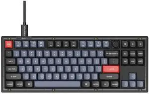 Keychron V3 TKL 80% Layout Custom Wired Mechanical Keyboard with Knob, 87 Keys RGB Backlight QMK/VIA Programmable Macro, Hot Swappable K Pro Brown Switch PBT Keycaps for Mac Windows (Frosted Black)