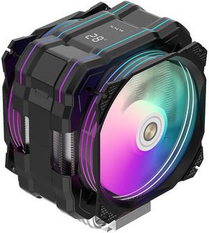 ALSEYE M120D Plus CPU Cooler with Temperature Display, Dual ARGB & PWM Fans, 6 Copper Heat Pipes - Compatible with Intel LGA1700/1200/115X/2011/2066/1366 and AMD AM4/AM5 - Easy Installation - Black