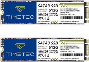 Timetec 512GBx2 (2 Pack) SSD 3D NAND SATA III 6Gb/s M.2 2280 NGFF 256TBW Read Speed Up to 550MB/s SLC Cache Performance Boost Internal Solid State Drive for PC Computer Laptop and Desktop