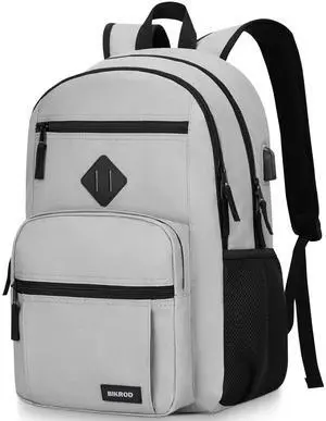 BIKROD Backpack for Men and Women, Lightweight Casual School Backpack for Teens Boys and Girls, Daily-use Travel Laptop Backpack with USB Charging Port Fits 17.3 Inch Notebook, High School Bookbag