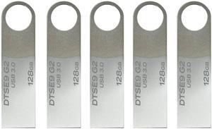 KeySmart 5 Pack 128GB USB Flash Drive - Bulk USB 3.0 with 128 GB Storage, Fits in Any Keychain and Compatible with Key Smart Original Key Organizer