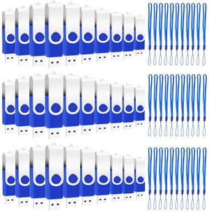 EASTBULL 200 Packs of 2GB Bulk Flash Drives, USB Flash Drives Pack 2GB USB Drives Bulk Swivel USB2.0 Thumb Drives Bulk with Strings (200Packs, Blue)