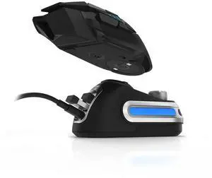 Fanxoo G-Power Charging Dock for Logitech G502 G502X Plus GPW G903 G703 Wireless Mouse with RGB Light and Computer Volume Control knobDoes not Include Mouse (Black)