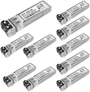 10Pack 10G SFP+ LC Module, 10GBase-SR Multi-Mode Ethernet Transceiver, 850nm MMF up to 400m  Compatible with Cisco, Meraki, Ubiquiti, Mikrotik, Netgear, HPE, TP-Link, Aruba and More
