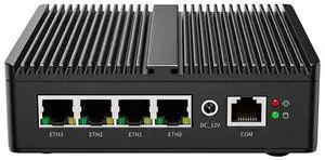 HKUXZR Micro Firewall Appliance, 4 Inter i226-V 2.5Gbe LAN Ports, Fanless Mini PC Celeron J4125 Quad Core, DP/HDMI USB3.0 Support AES-NI Barebone Router PC VPN (NO RAM NO SSD)