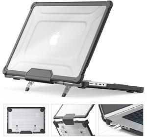 HXCASEAC Case Compatible with MacBook Pro 16 inch 2024 2023 2022 2021, Anti-Scratching Protective Hard Cover with Foldable Stand M4 M3 M2 M1 (A3186 A3403 A2991 A2780 A2485) - Black