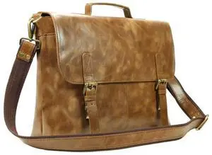 Leftover Studio Laptop Briefcase / Messenger / Office Work Bag in Vintage Rustic Look Cow Leather