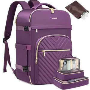 LOVEVOOK Large Travel Backpack for Women, TSA Carry on Backpack for Airplanes, 40L Personal Item Travel Bag fits 17" Laptop, Waterproof Carry on Bag Flight Approved with 4 Packing Cubes