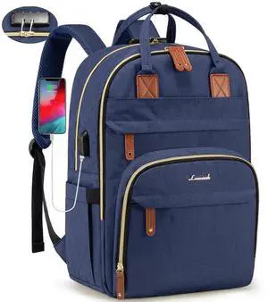 LOVEVOOK Laptop Backpack for Women & Men, Unisex Travel Anti-theft Work College Bag, Business Computer Backpacks Purse, Casual Hiking Daypack with Lock, Fits 15.6 Inch Laptop, Dark Blue