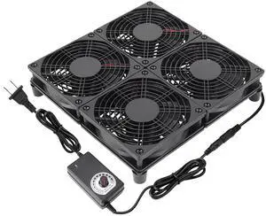 Qirssyn Router Laptop Cooling pad 4X 120mm Computer Fan with AC Plug Variable Speed Fan for DIY Electronics TV Box Cabinet Computer Game Equipment Cooing
